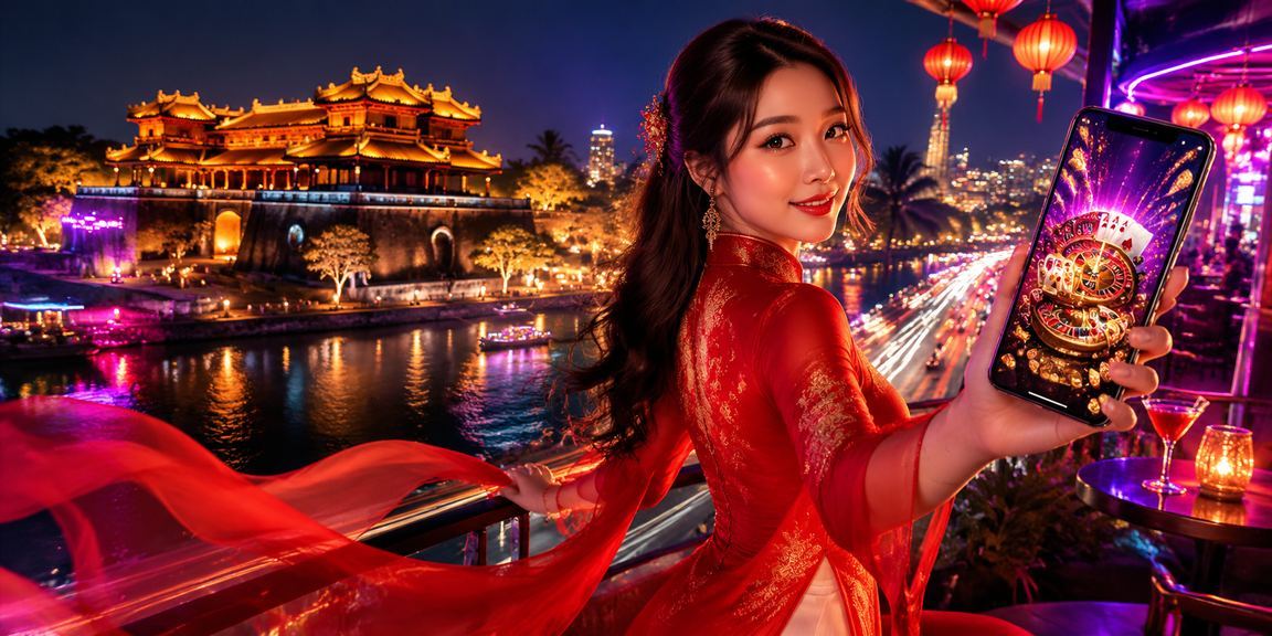 Người dùng Huế trải nghiệm casino trên điện thoại với trang phục áo dài truyền thống